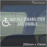 2 x Not All Disabilities are Visible-43mm x 200mm-Window Sticker for Car,Van,Truck,Vehicle.Disability,Disabled,Mobility,Self Adhesive Vinyl Sign Handicapped Logo 